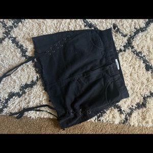 Denim Tie Mini Skirt